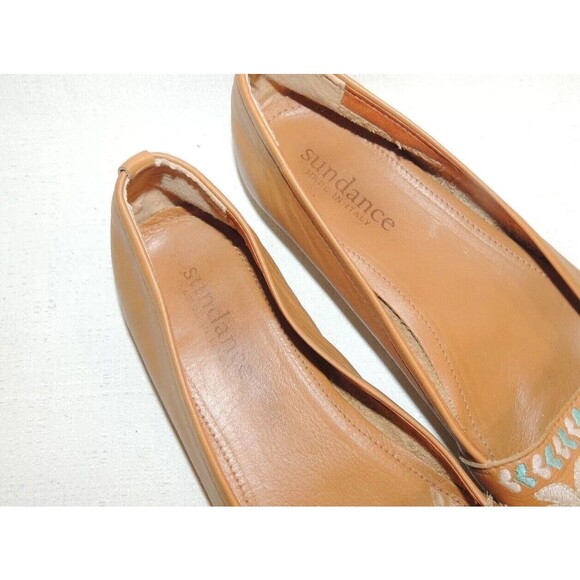 Sundance Apollonia Beige Tan Embroidered Boho Ballet Flats Sz. 8/39 - Picture 5 of 7
